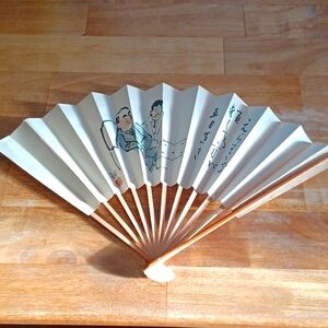 Vintage 1980's Japanese Paper and Bamboo Fan.